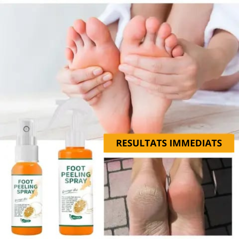 Spray gommant pour les pieds doux.